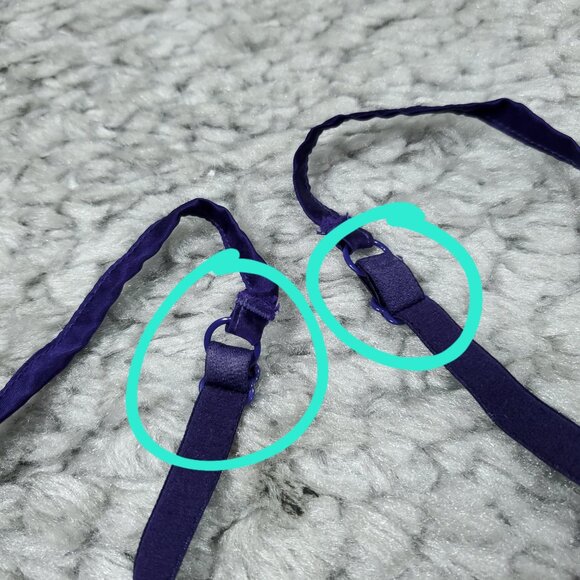 READ Mimi Holliday Unlined Underwire Lace Bra Purple Size 34D Silk Blend - Picture 7 of 9